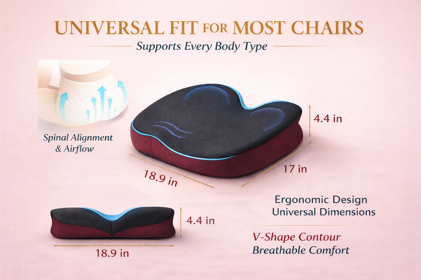 Ergonomic Seat Cushion for Better Posture and All-Day Comfort on Any Chair.