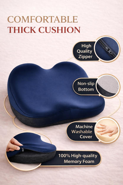 Memory Foam Ergonomic Seat Cushion for Back Pain Relief – Comfort for Work, Gaming, and Long Sitting Hours