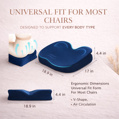 Memory Foam Ergonomic Seat Cushion for Back Pain Relief – Comfort for Work, Gaming, and Long Sitting Hours