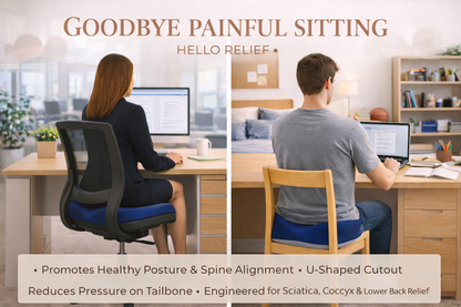 Memory Foam Ergonomic Seat Cushion for Back Pain Relief – Comfort for Work, Gaming, and Long Sitting Hours