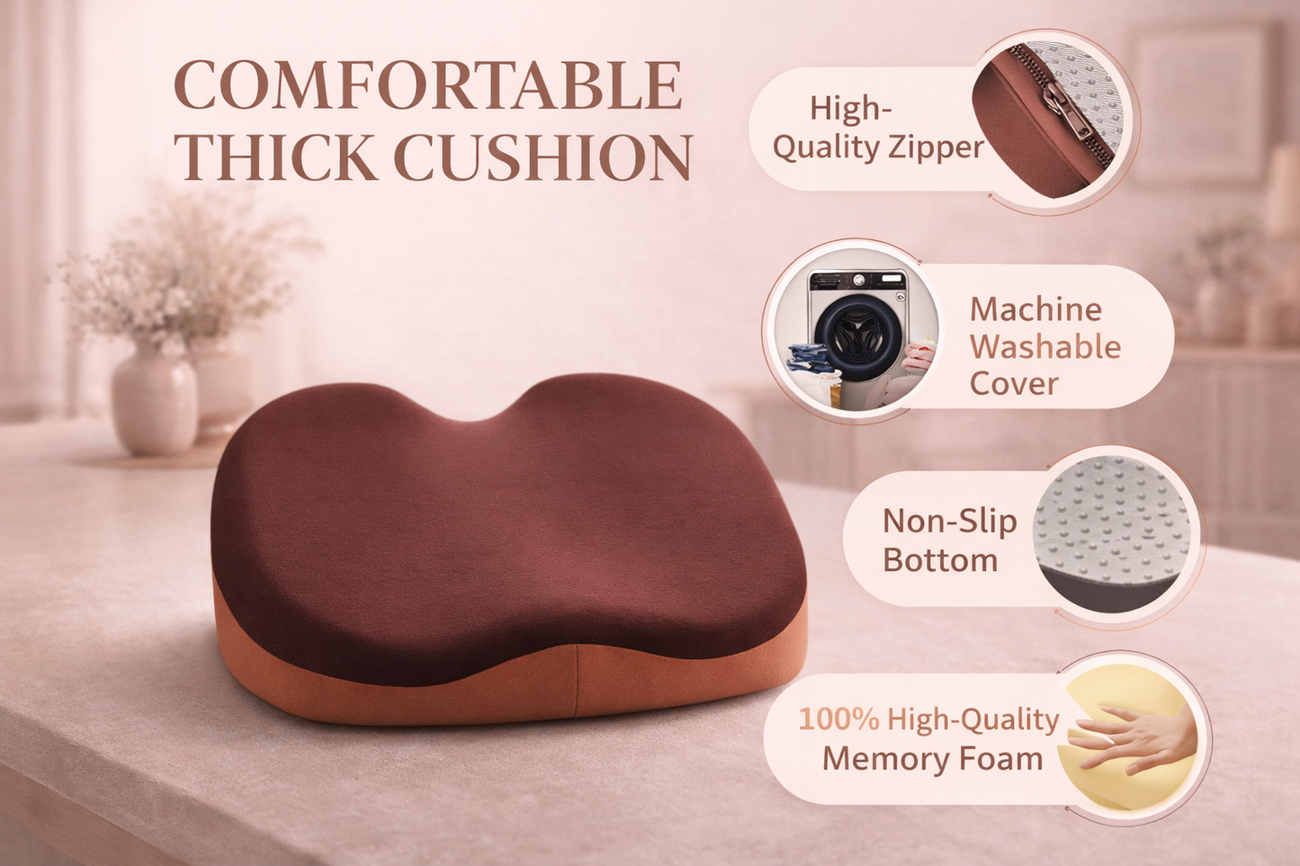 Ergonomic Seat Cushion for Better Posture and All-Day Comfort on Any Chair.