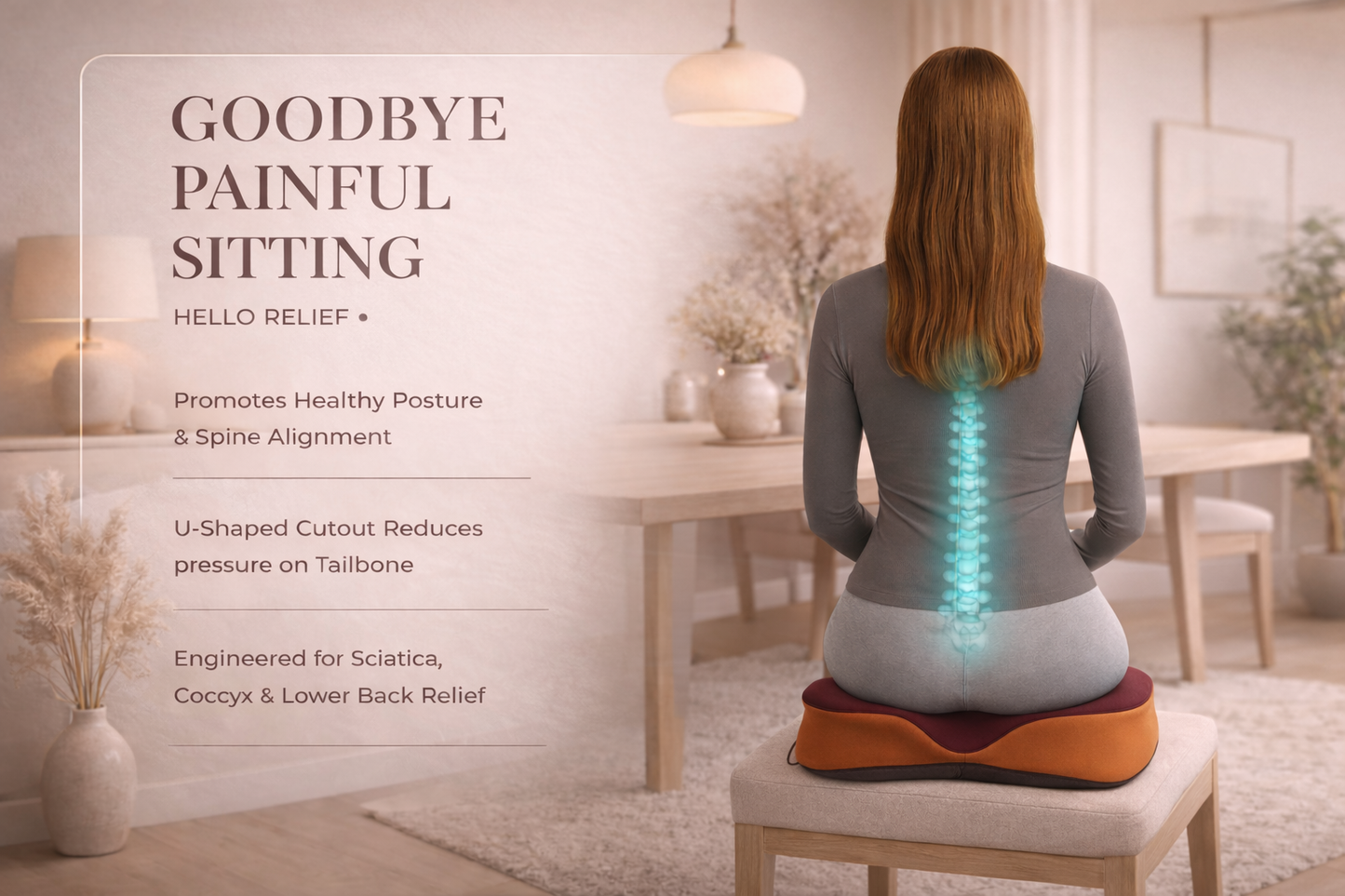 Ergonomic Seat Cushion for Better Posture and All-Day Comfort on Any Chair.