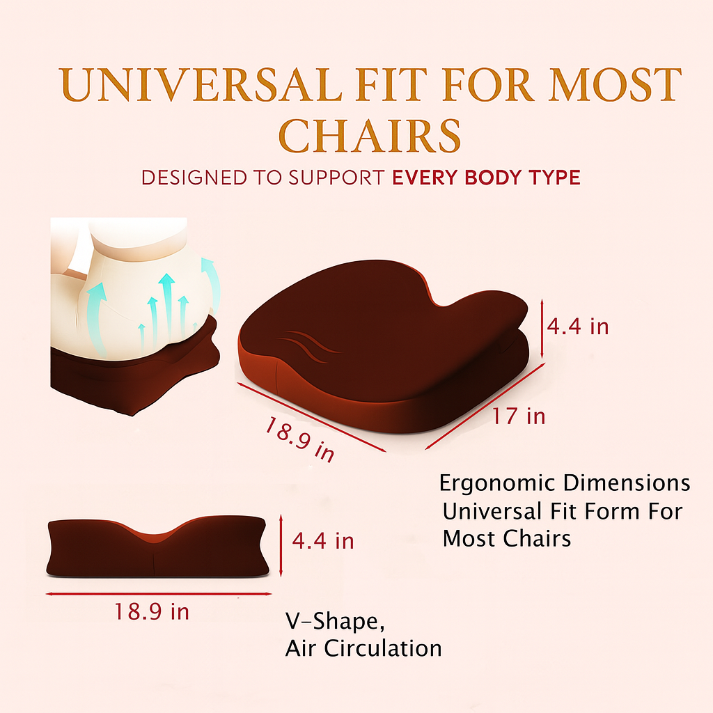 Ergonomic Seat Cushion for Better Posture and All-Day Comfort on Any Chair.